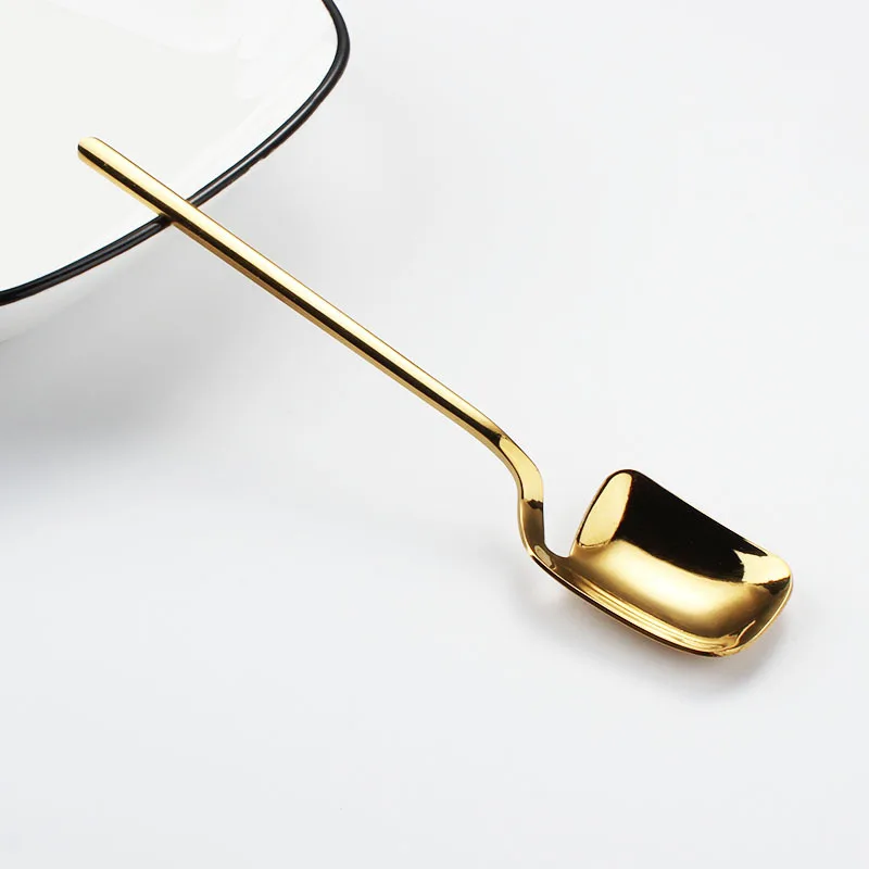 Spoon Gold Чай ложка-мешалка для кофе фруктовый десерт вилка дома Кухня декоративные столовая посуда, нержавеющая сталь ложка с длинной ручкой совок для мороженного - Цвет: Spoon Gold