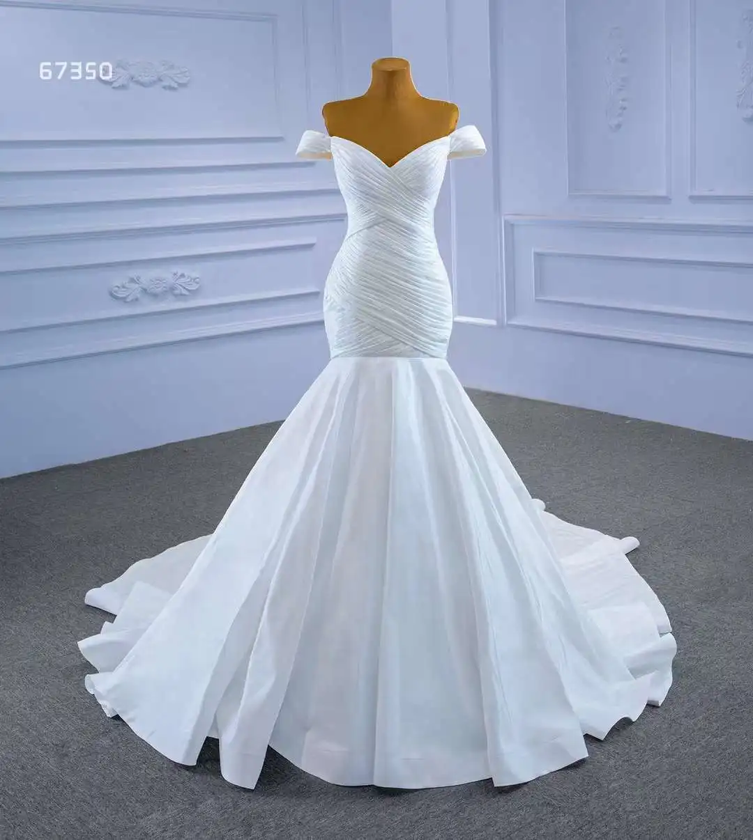 

Женское атласное свадебное платье AOLIWEIYA, атласное платье с рукавами-бицепсами и оборками на спине