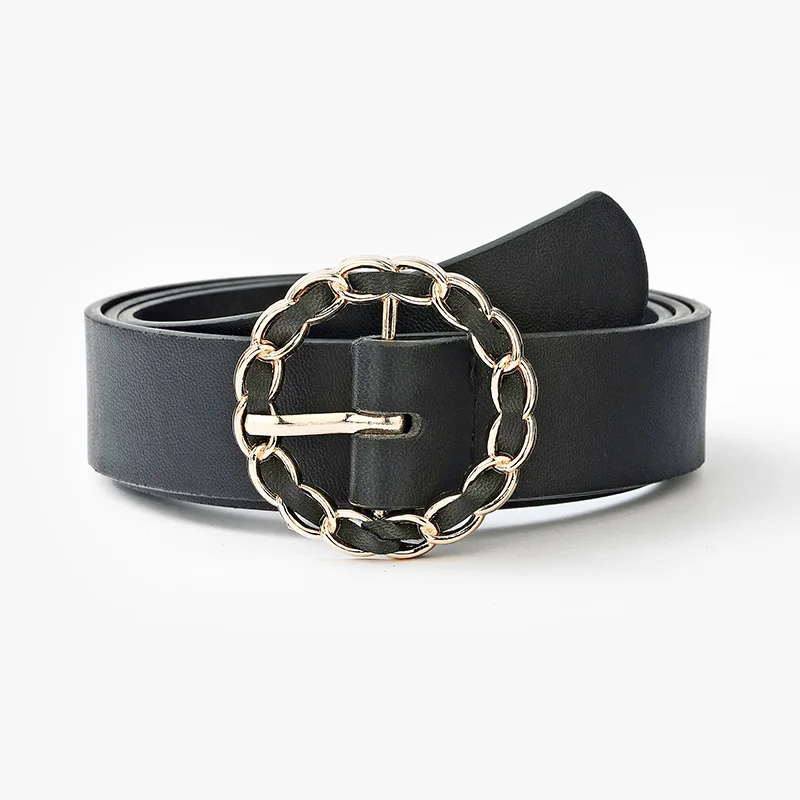 

Black leather belts for women femme waistband ladies waist cinturon mujer gold buckle fashion jeans belt pasek damski ceinture