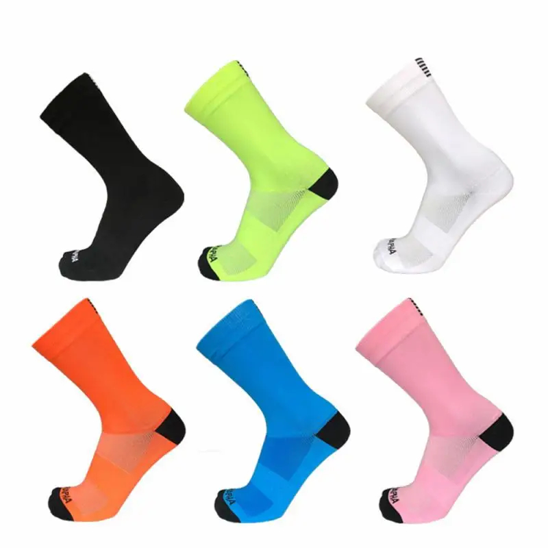 Однотонные дышащие велосипедные носки уличные Спортивные Компрессионные для