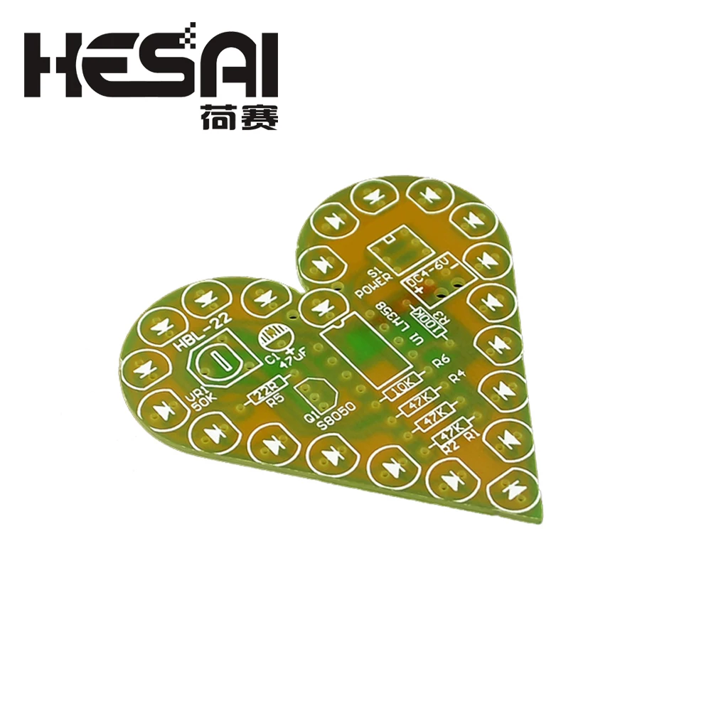 

DIY Kit Heart Shape Breathing Lamp Kit DC 4V-6V Breathing LED Suite Module Board Production for Learning