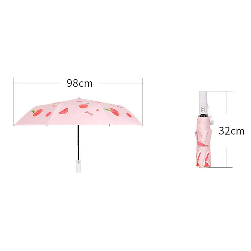 

YADA Ins Fruit Alpaca&Peach Pattern Automatic Umbrella Rain Sunny&Rainy Umbrella For Women Windproof Folding Umbrellas YS200159