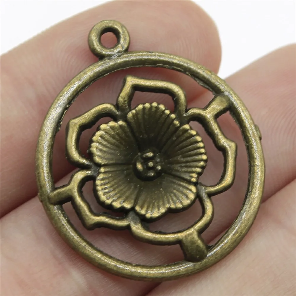 

6pcs 33x27mm Round Flower Pendants For Earring Making Round Flower Charm Pendants Flower Pendants Charm
