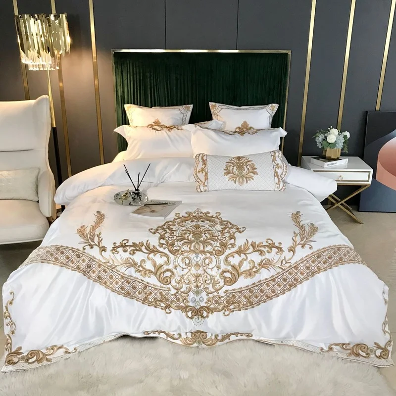 

Embroidery four-piece set cotton cotton bedding, sheet ice silk bedding bedding, king size bedding