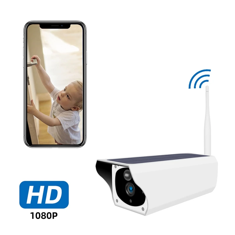 

Security Camera Outdoor,1080P IP66 Solar Remote Outdoor Wifi Waterproof Wireless Surveillance Camera