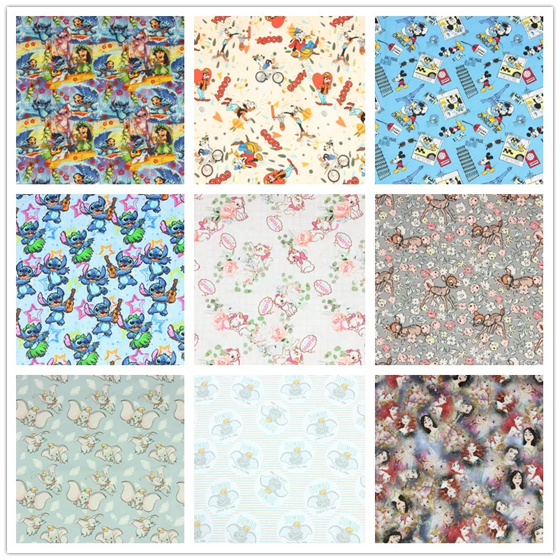 Хлопковая ткань для шитья Disney Ститч Дамбо Пух Бэмби Квилтинг пэчворк рукоделие
