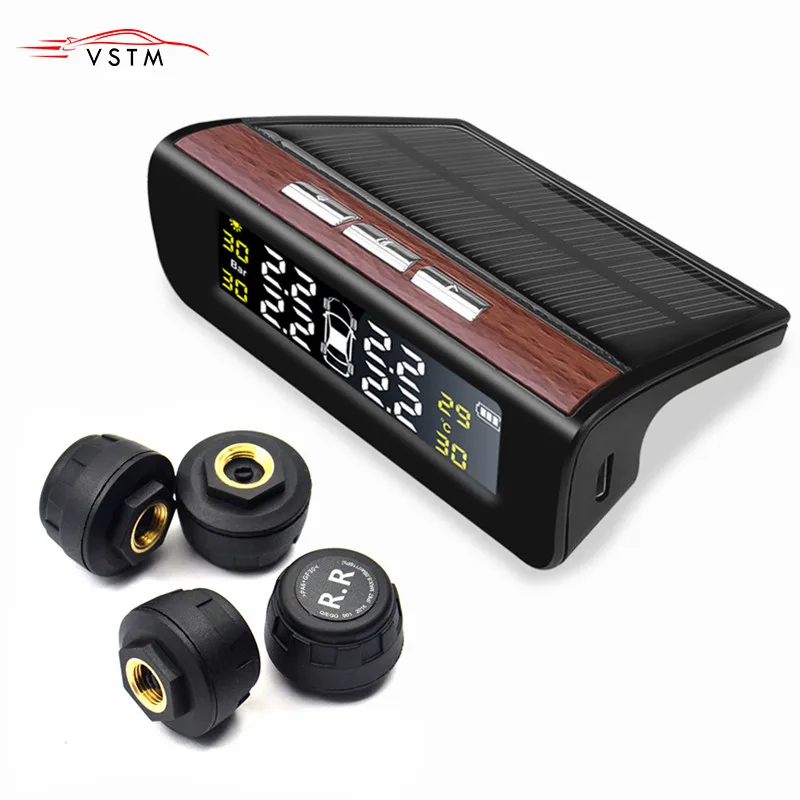 TPMS давление в шинах D68 внешние датчики система мониторинга автомобиля Солнечная энергия цифровой дисплей Авто шина охранная сигнализация