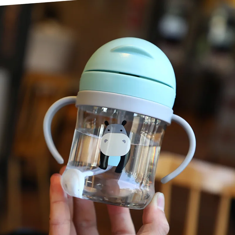 

250ml Baby Cute Water Cup with Straw Children Cartoon Drinking Straw Bottle Infant Learn Feeding Training Leakproof Drinking Cup