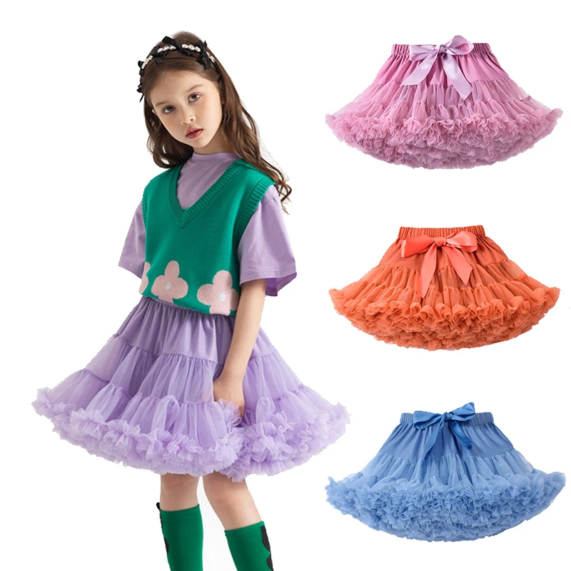 Baby Girls Tulle Tutu Skirt Ballerina Pettiskirt Fluffy Children Ballet Skirts For Party Dance Princess Girl Tulle Clothes 1-10Y