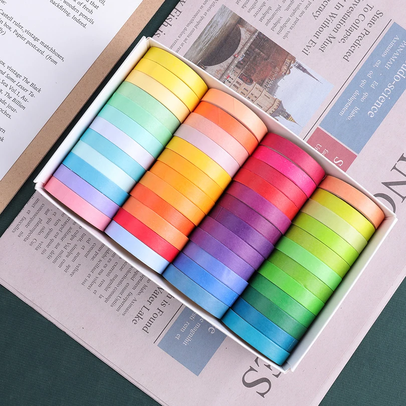 

48 Colors Washi Tape Set Decorative Washi Tape Rainbow Colors Washitape Macaron Basic 2m Ribbons School Supplies Masking Tape