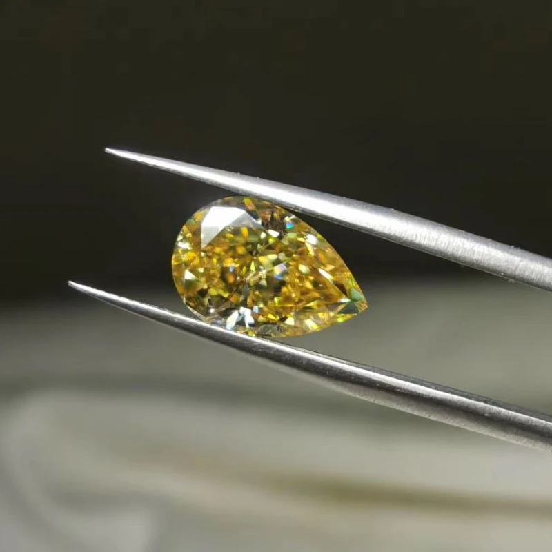 Pear Moissanites Gemstone 7x10mm 2ct Yellow Color Pear Cut Moissanites Loose Diamonds Stone for Ring Making