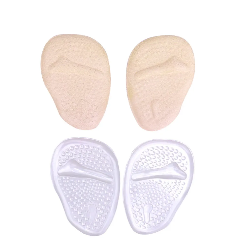 

2 Pairs Foot Pad Forefoot Insoles Pain Relief Cushion for High Heel (Apricot & Transparent)