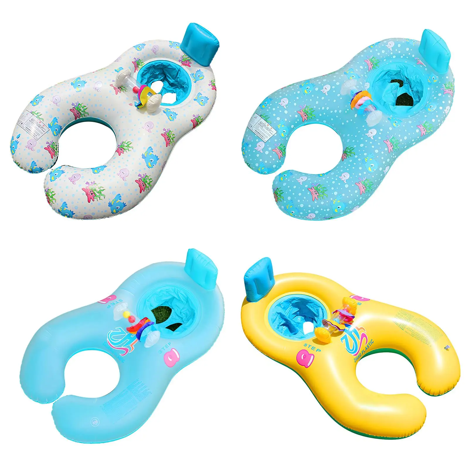 

Mother Children Swimming Circle Baby Ring Kids Float Inflatable Boat Swimming Seat With Safety Back Cushion Baby Float For Kids
