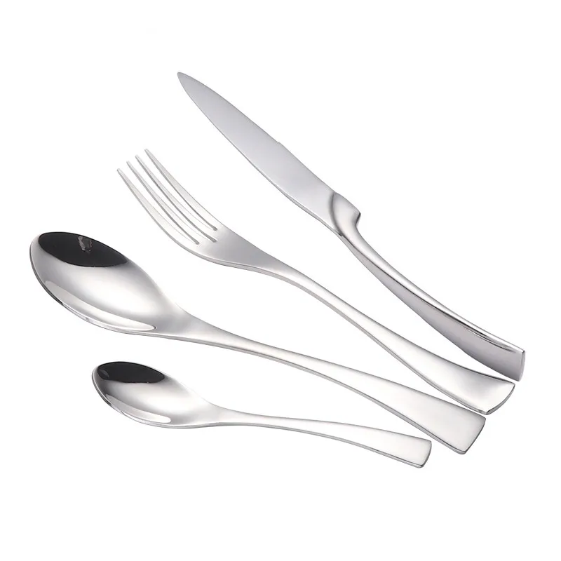 Silver 32 pcs Набор столовых приборов Kaya 24 шт./лот, набор столовых приборов из нержавеющей стали черного цвета, набор столовых приборов с зеркальным покрытием, столовый нож, вилка, используемый для ресторана - Цвет: Silver 32 pcs