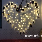 Празднисветильник гирсветильник да-занавеска, 1,5 В переменного тока, 2x м, в форме сердца, светодиодов, 32 зажима, гирлянда для фото, рождественское, свадебное, домашнее украшение