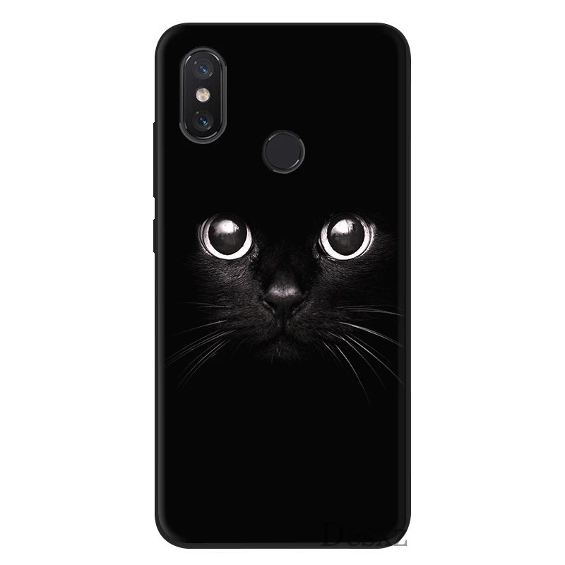 Mobile Phone Case Silicone For Xiaomi Mi 8 Lite A1 A2 9 Redmi Note 5 6 7 Pro 6A 4X F1 Cover Black Cat Staring Eye On |