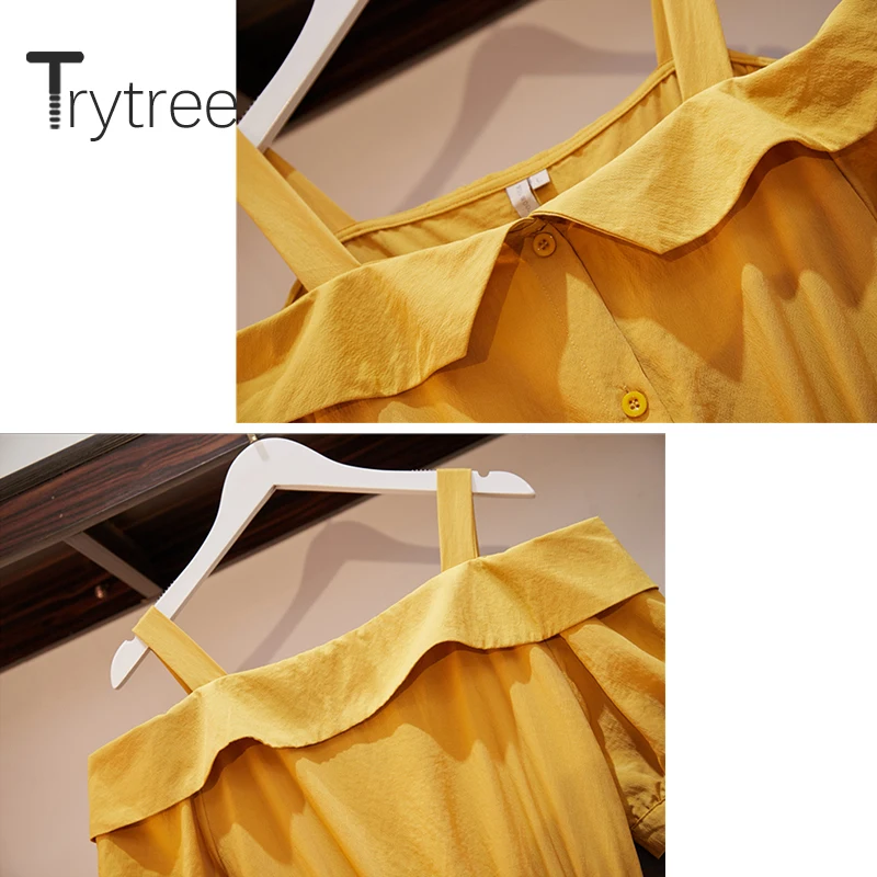 Летнее платье Trytree женское Повседневное майка лоскутное рубашка с отложным