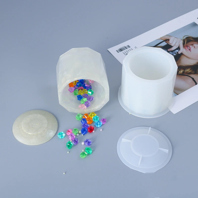 

Crystal Mirror Storage Box Silicone Mold DIY Craft Table Pen Holder Mould Flower Pot Concrete Clay Resin Mold Jewelry Organizer