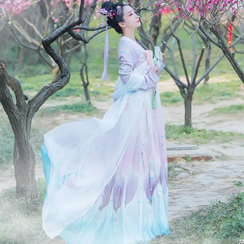 Hanfu женское китайское платье, китайский древний костюм сказочной принцессы, традиционное женское платье hanfu и костюм для девочек tang