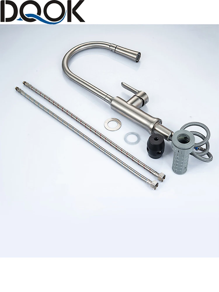 Смеситель для кухни из матового никеля выдвижной кран на раковину с одним