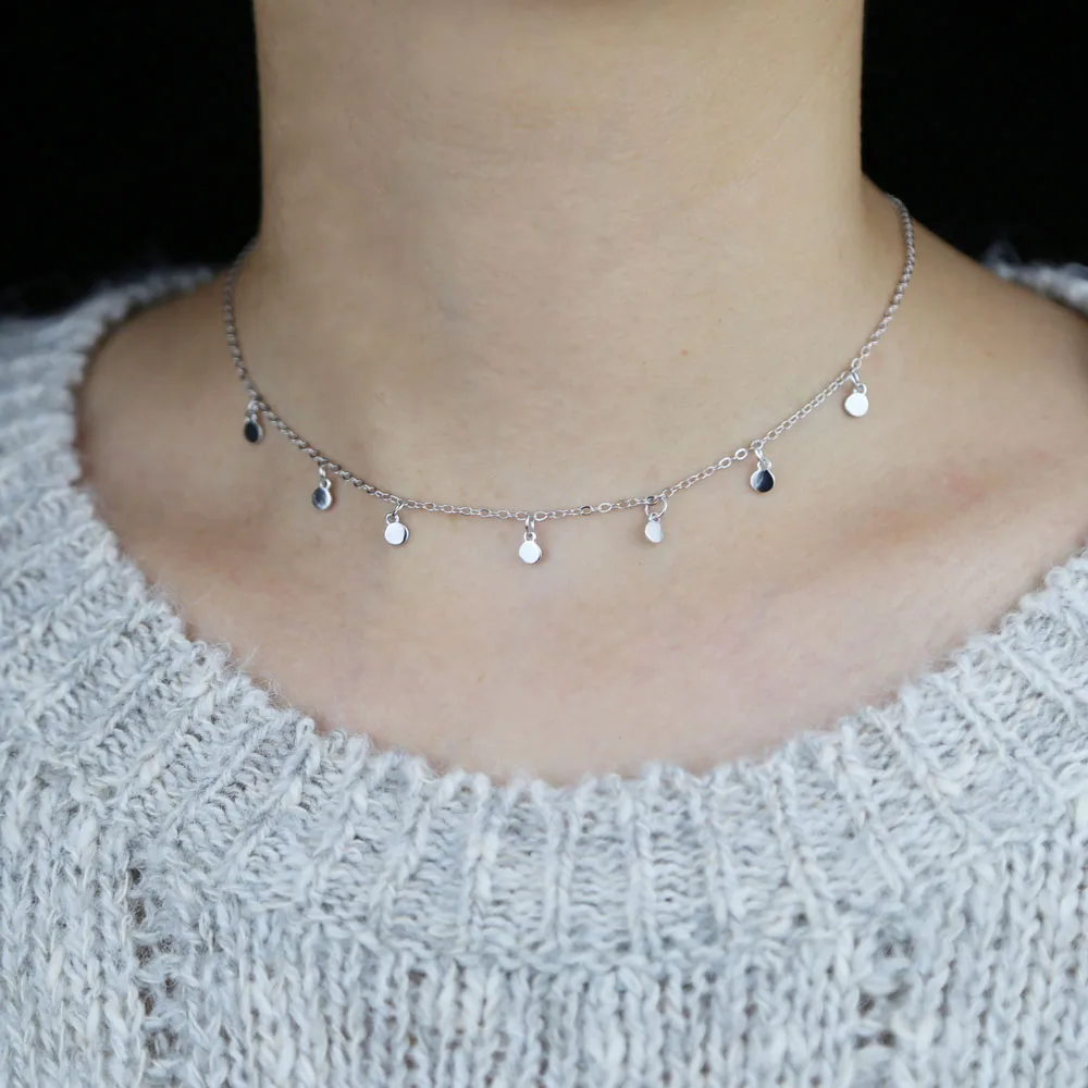 Hot Koop Rose Gold Kleur Disc Ronde Choker Bedels Dainty Choker Sieraden Eenvoudige Ketting Elegantie Kettingen Voor Vrouwen Geschenken Hot Koop Rose Gold Kleur Disc Ronde Choker Bedels Dainty Choker Sieraden Eenvoudige Ketting Elegantie Kettingen Voor Vrouwen Geschenken