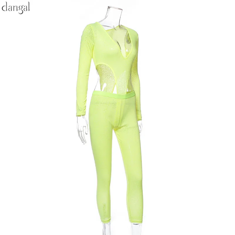 Повседневный облегающий женский комбинезон Флуоресцентный цвет боди