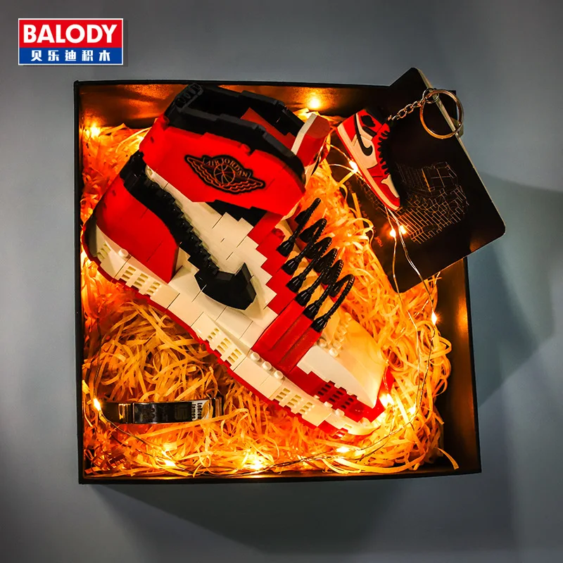 Howplay AJ1 UNC OW баскетбольные кроссовки строительные блоки модель мини коллекция