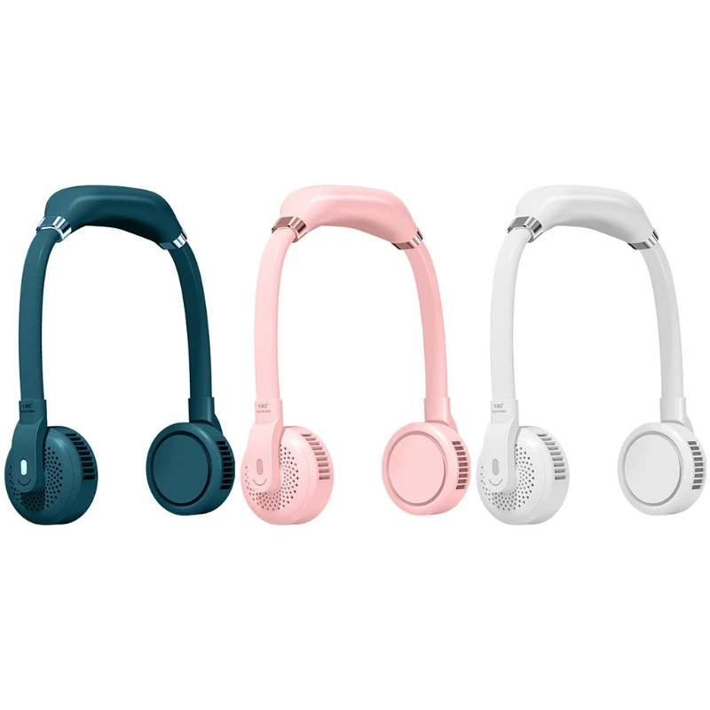

Mute Mini Hanging Neck Portable Hands Free Fan, 3-speed Outdoor Neck Dual Fan