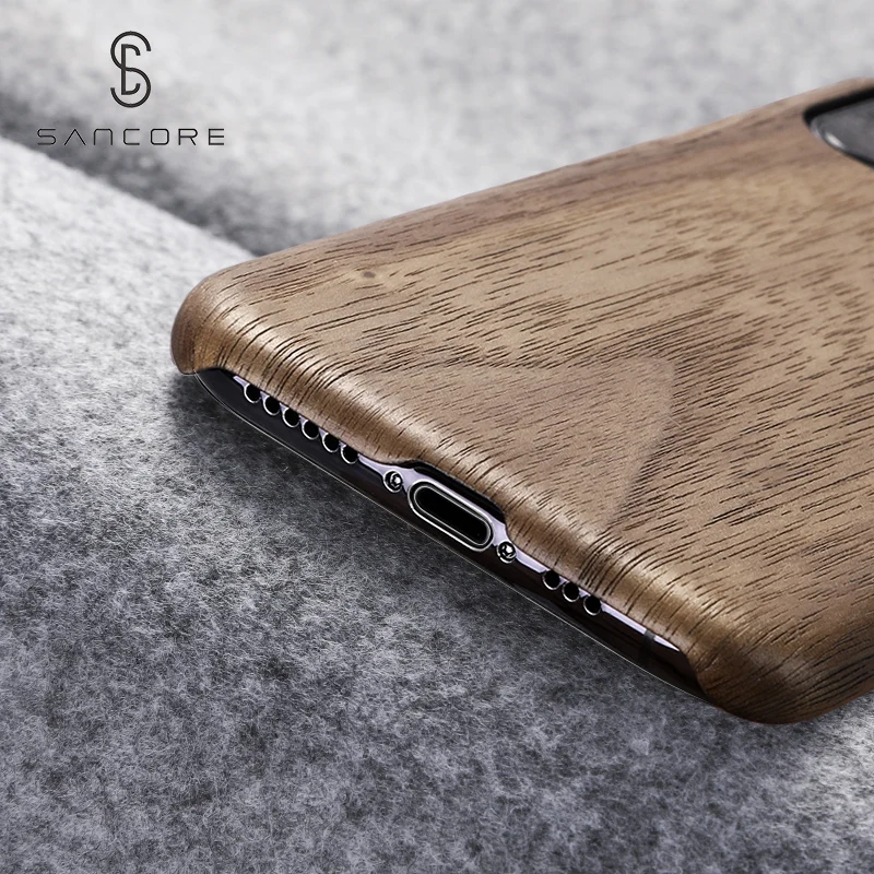 SanCore Original Real Wood Rosewood Cover Phone Shell for iPhone 11 Pro Max Natural Luxury Wooden Pattern Walnut Protective Case
