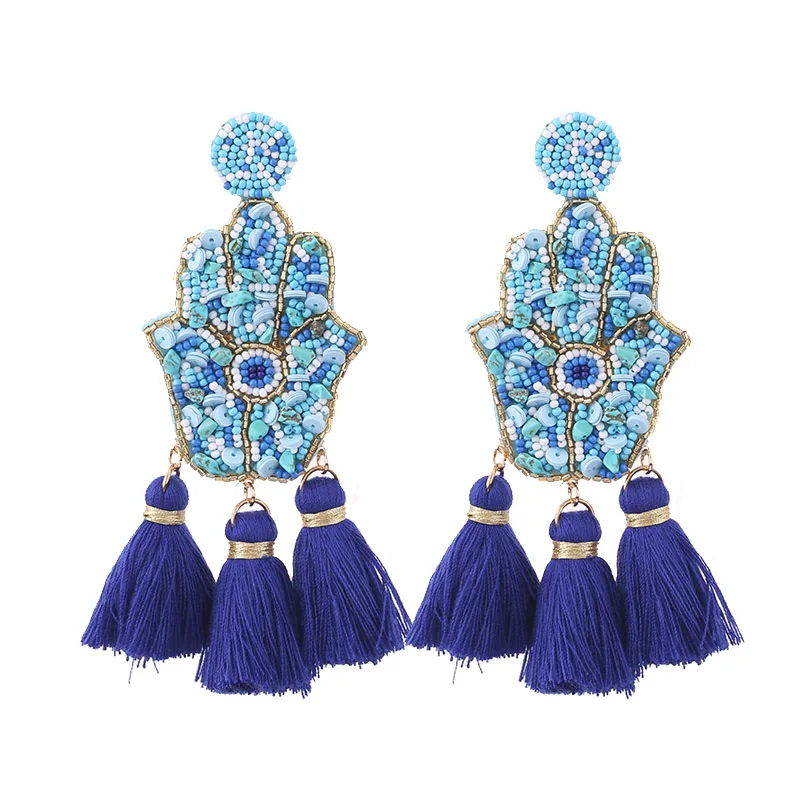 E1265 Sapphire Sehuoran богемная Кисточка Серьги палец Pendientes Oorbellen Кристалл Длинные висячие Висячие серьги для женщин эффектные ювелирные изделия - Окраска металла: E1265 Sapphire