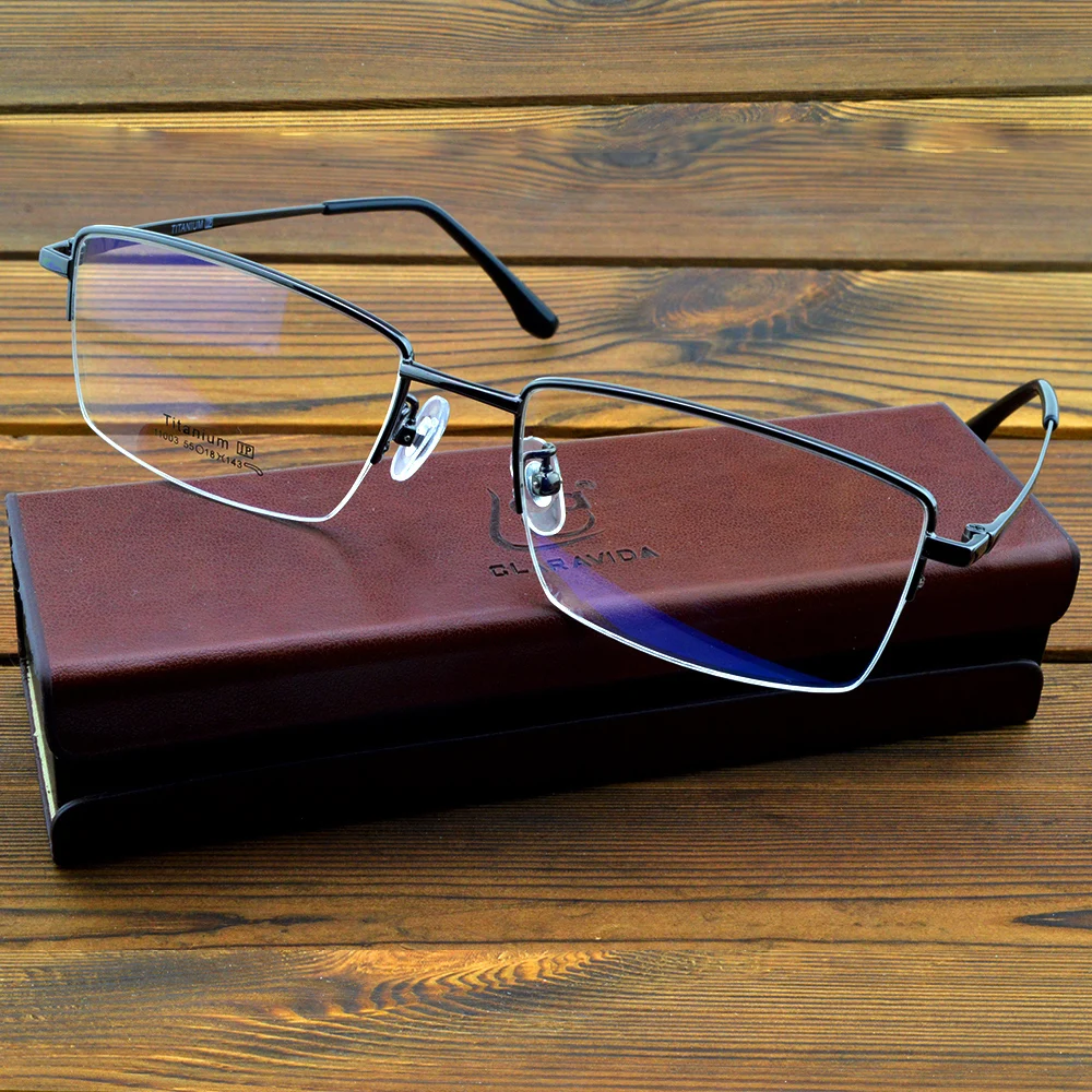 

IP Titanium Lightweight Half-rim Rectangle Executive Office Optical Frame Custom Photochromic,Progressive Myopia Reading Glasses