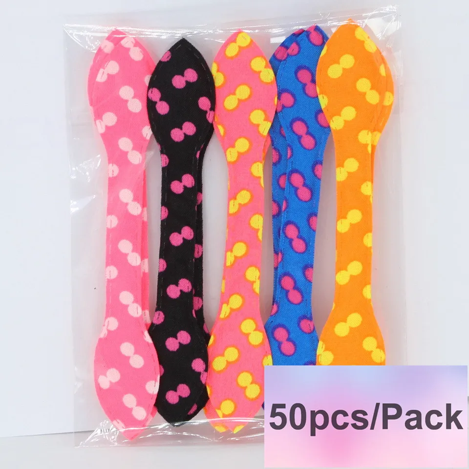 50pcs 2 Dot ears Isnice/галстук-бабочка для волос; аксессуары для волос для девочек; разноцветные резинки для волос с милыми ушками, звездочками, павлином и цветком; головные уборы или заколки для волос - Цвет: 50pcs 2 Dot ears
