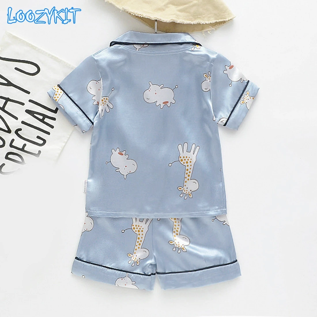 Пижамный комплект детский Шелковый рубашка с коротким рукавом и шорты нижнее