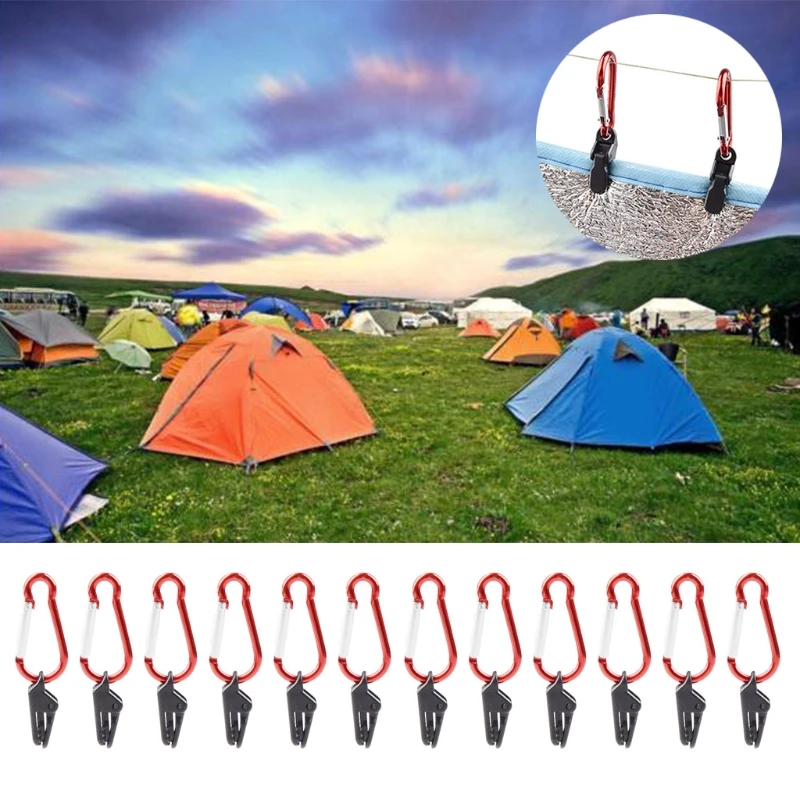 

12Pcs Hook Plastic Windproof Clamp Set Survival Grommet Tent Clips Buckle Fixed