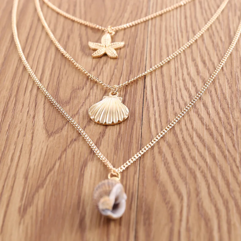 3 шт./компл. женские ожерелья Раковина Морская звезда Подвеска на цепочке