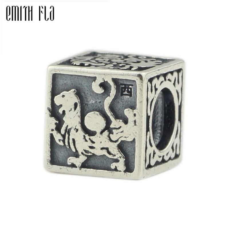 Бусины шармы квадратной формы из серебра 925 пробы подходят для оригинального