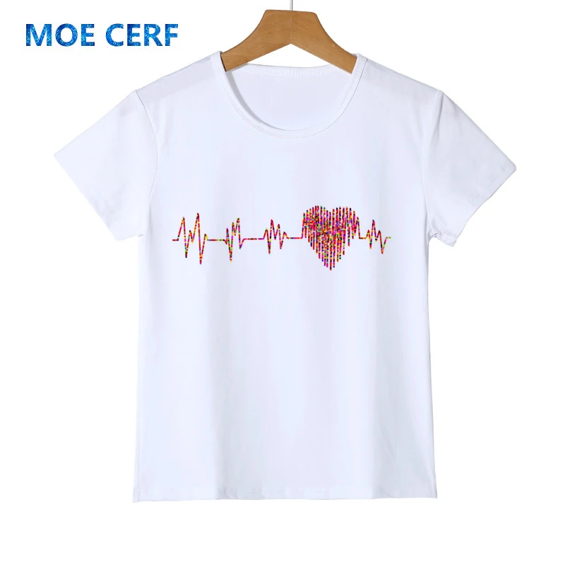 Новая детская одежда с рисунком сердцебиения летняя футболка милым мультяшным