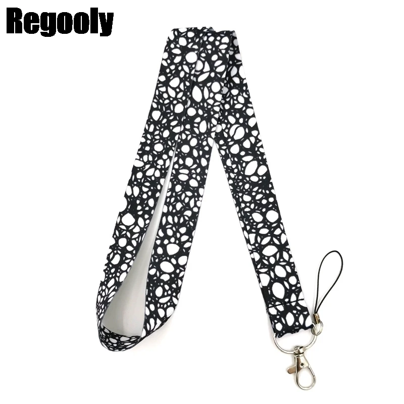 

10pcs Black White pattern Neck Strap Lanyards ID badge card holder keychain Mobile Phone Strap Gifts necklace decorations