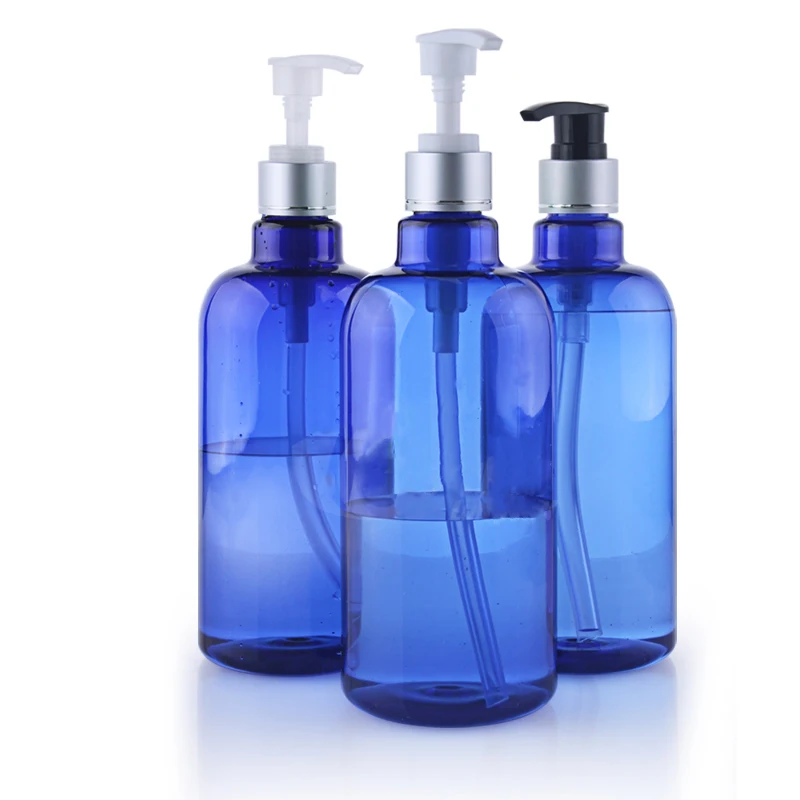 10 шт. пустые бутылки шампуня Пластик дозатор Фольга шеи синий для лосьона винта