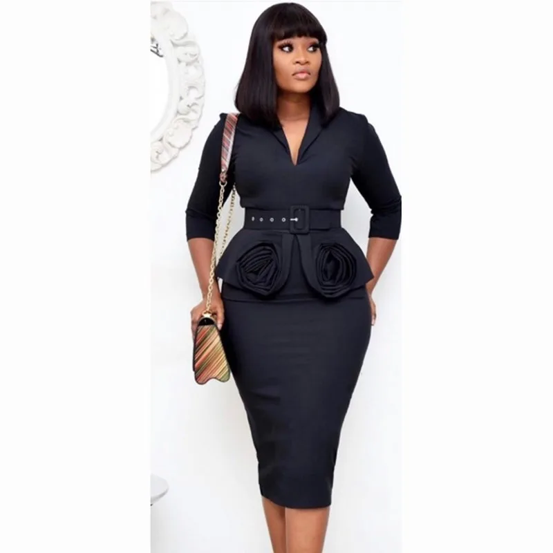 2020 Осенняя элегантная обувь на платформе в африканском стиле женское платье с v