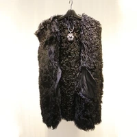 luxury brand shearling real fur coat women 2020 new winter warm fur collar sashes overcoat streetwear zipper wool long jacket