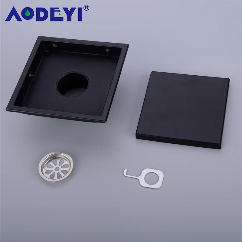brushed gold stainless steel shower drain black bathroom floor drain tile insert square floor waste grates 150x150 free global shipping