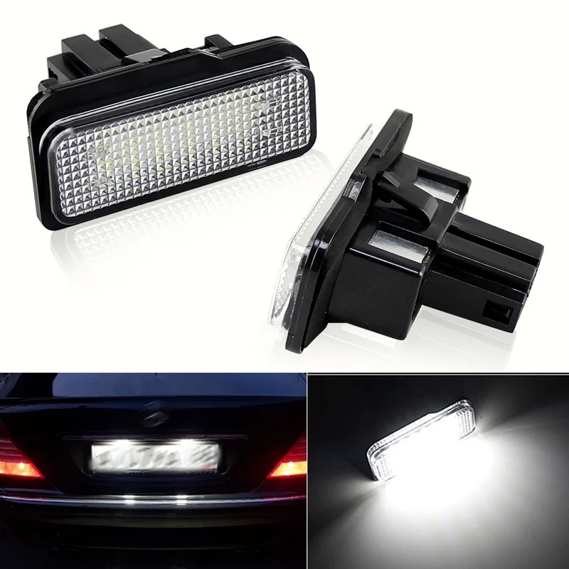 

2PCS No Error Canbus Car LED License Plate Light for Benz White Number Plate For Mercedes W211 4D W203 5D W219 R171 2D 12V