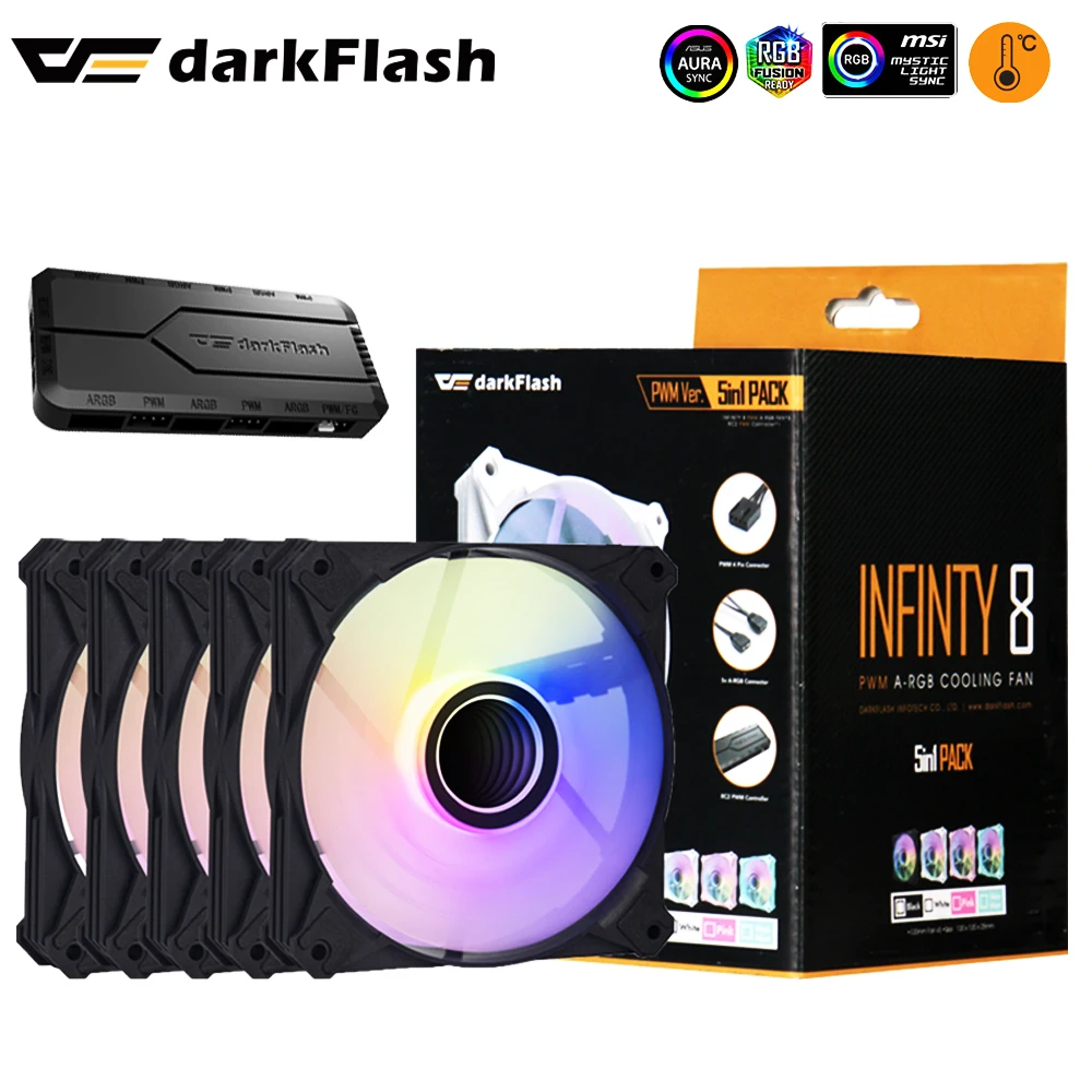 darkFlash Computer PC Case fans 120mm rgb fan 4pin PWM argb Cooling 3pin 5v aurora effect colorful choice 12cm ventilador | Компьютеры и