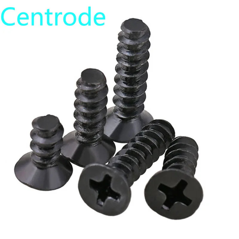 Черные самонарезающие винты Philips с плоским концом потайной головкой хвостом KB