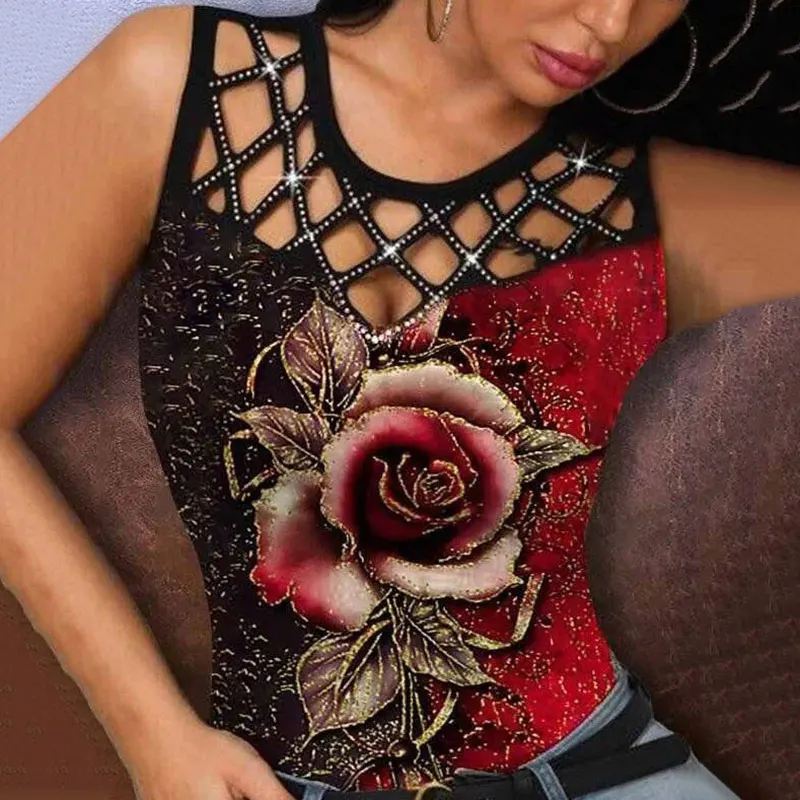 

Crop T-shirt Corset Mesh Sexy Tank Top Graphic Tee Women's T-shirt Woman Summer 2021 Sleeveless O-Neck Toppies Tops For Girls
