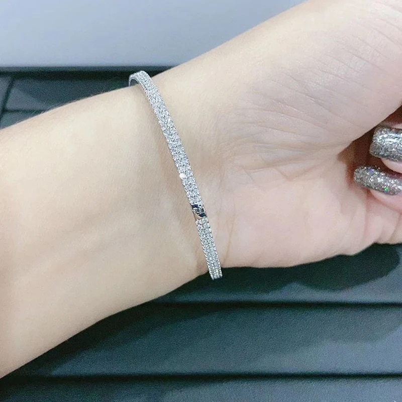 

925 Sterling Silver Bracelet Opening Sector Europe And America Luxury Brand Temperament Wild Fashion 3A Zircon Monaco Jewelry