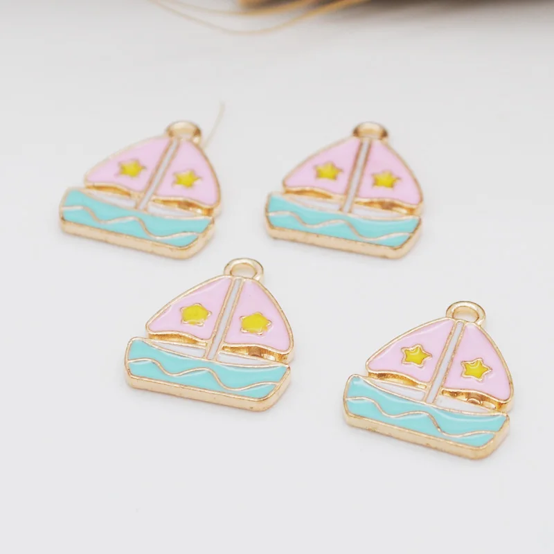 10 шт./лот Лидер продаж корейские эмалевые Подвески в виде лодки розовые для