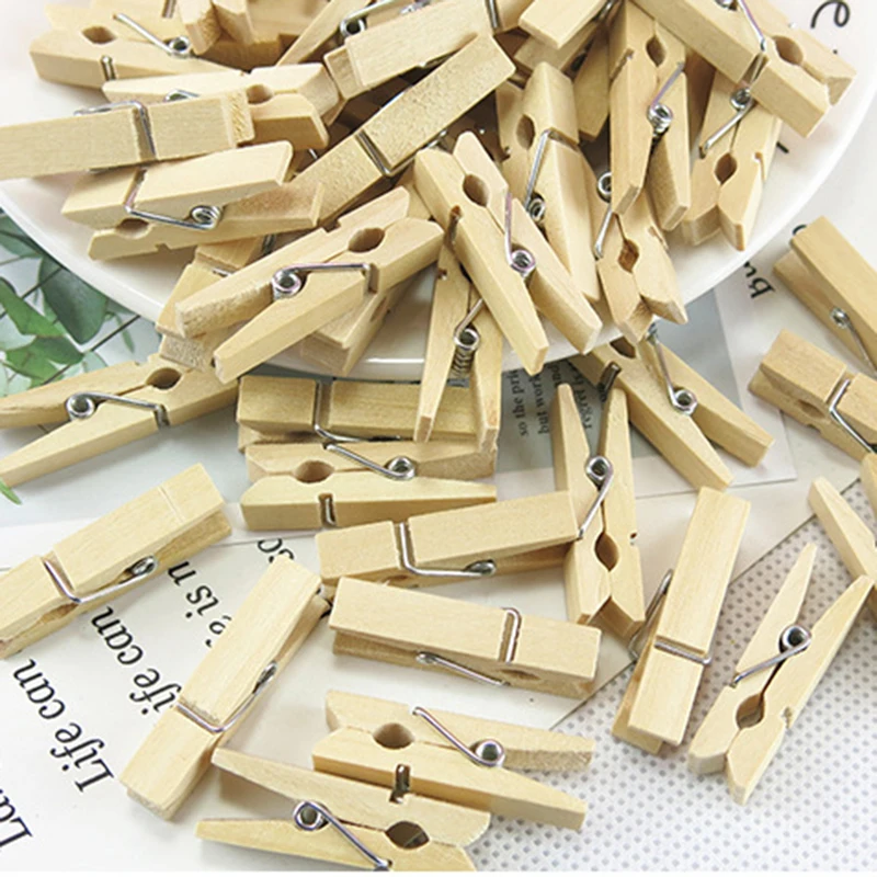 25/30/35/45mm Natural Wooden Clothes Pegs Clothes Clips Wood Clamp DIY Photo Paper Peg Clothespin Craft 30/50/100PCS
