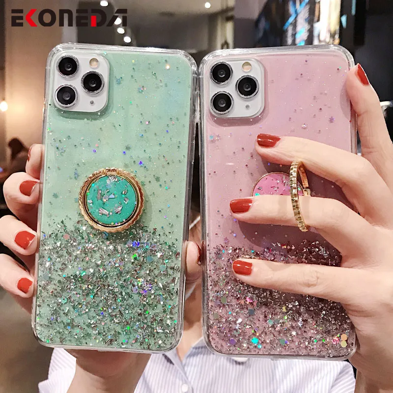 

EKONEDA Glitter Holder Case For Huawei P20 P30 Lite P40 Pro Mate 9 10 20 30 Pro Honor 20 Lite Nova 3i 5i 6 Finger Ring Case